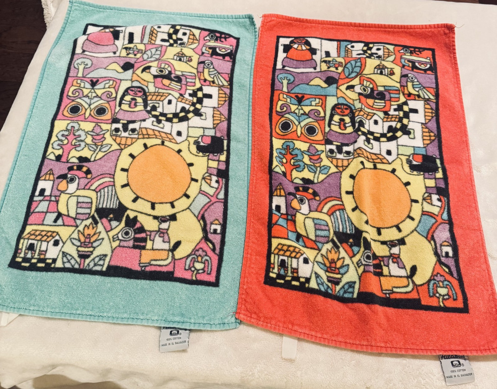 Vintage Hilasal Terrycloth Towels Fernando La Palma El Salvador 100% cotton folk